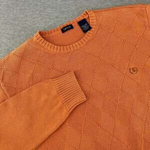 Izod Argyle/Diamond‎ Knit Scoop Neck Sweater Pumpkin Orange Womens XL